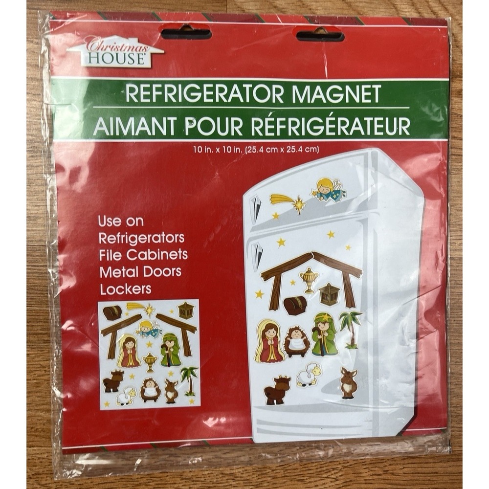Christmas House Refrigerator Magnet Set Nativity Scene for Kids NEW